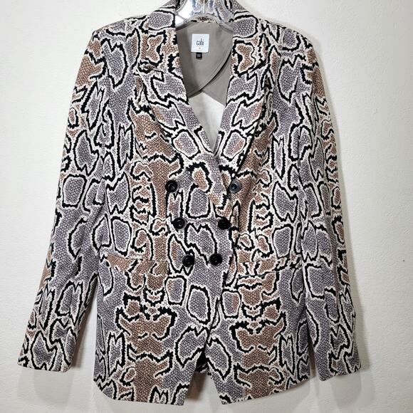 Cabi Python Blazer 8 Snake Print Jacket 3733 Double Breasted Stretch Lizard - Picture 1 of 9